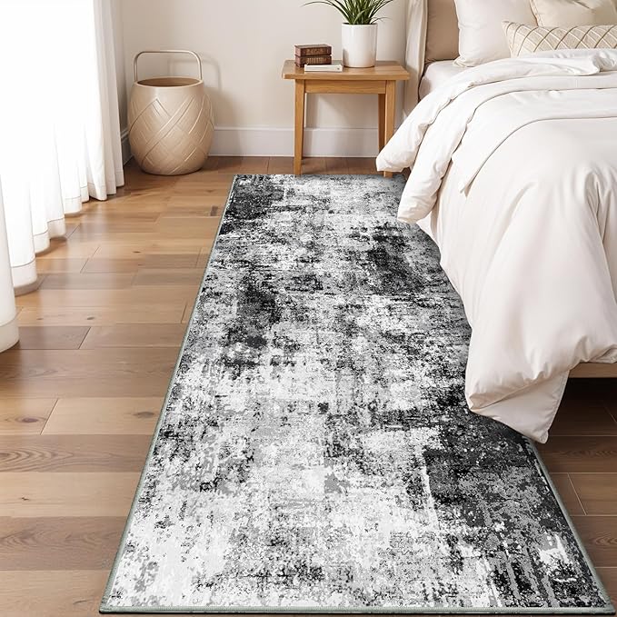 3x10 Washable Runner Rugs for Hallway: Easy-to-Clean Abstract Runners for - Image 2