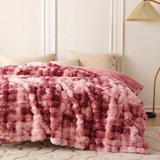 COOVA Faux Fur Throw Blanket for Couch, Cozy Soft and Fuzzy Plush Rabbit Fur - Image 4