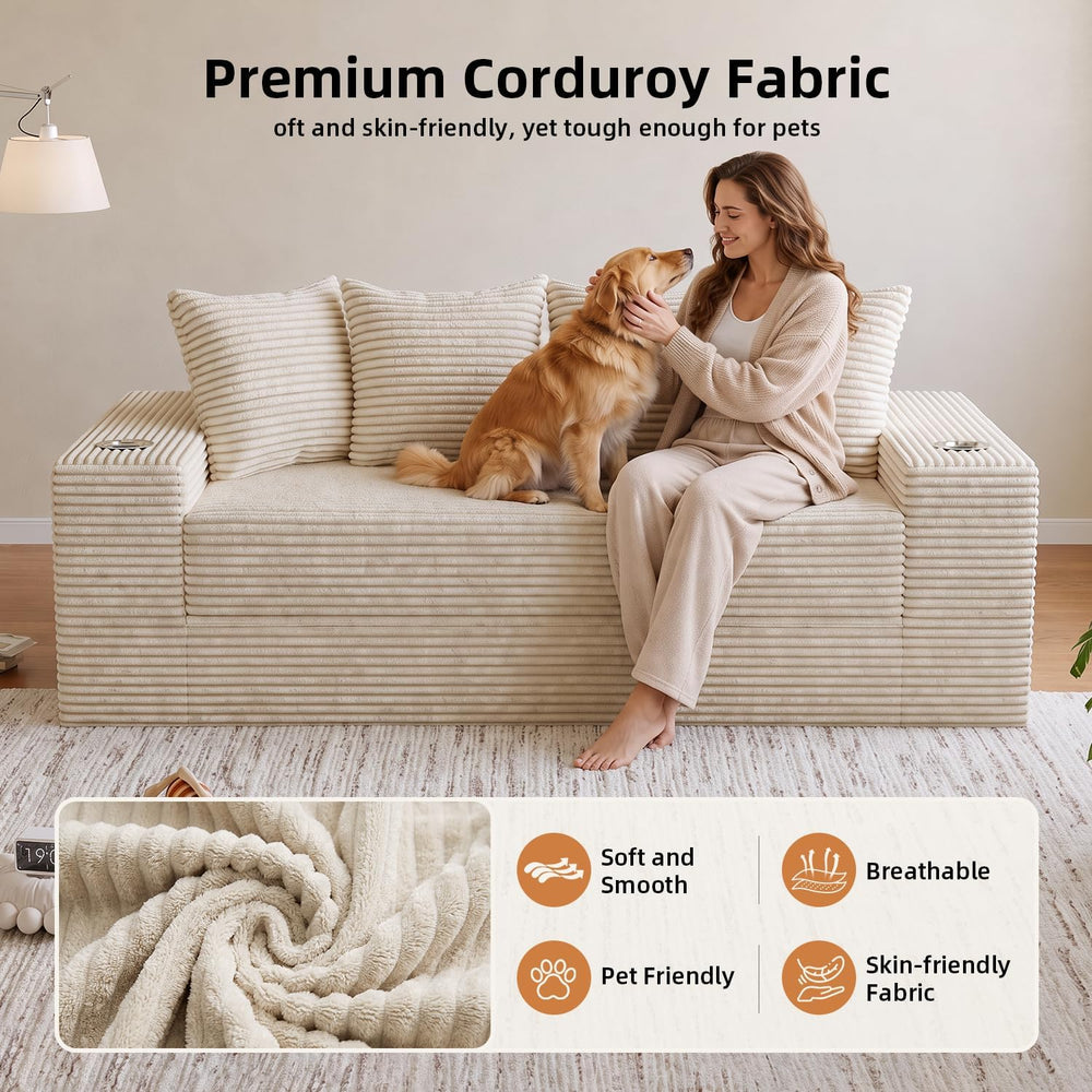 78" Boneless Couch for Living Room, Futon Sleeper Sofa Bed