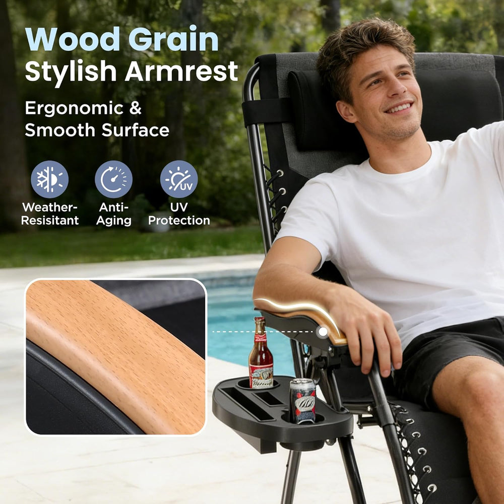 PHI VILLA XXL Oversized Padded Zero Gravity Chair, Foldable Patio Recliner, 3...