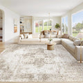 Area Rug 8x10 Washable Rug, Vintage Boho Medallion Rugs Non-Slip Soft Low Pile by VECARF