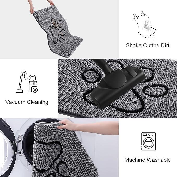 Smiry Dog Door Mat for Muddy Paws, Absorbent Dirt Trapper Non Slip Quick Dry - Image 6