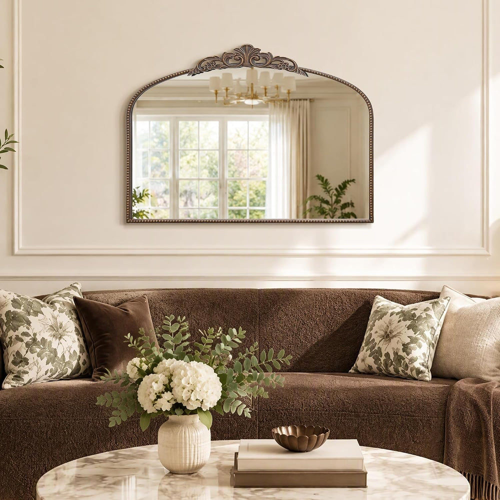 Micasso Vintage Bronze Wall Mirror: 40"x29" Baroque Antique Arched ...