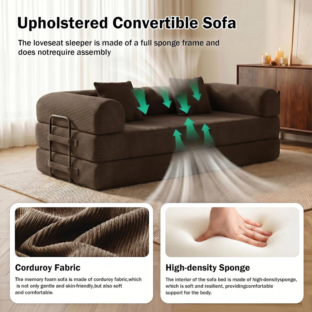 79" Convertible Futon Sofa Bed, Boneless Couch for Living Room