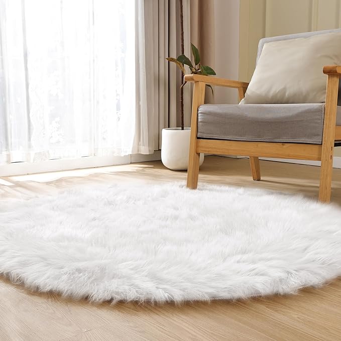 ORINOVA White Fluffy Faux Fur Rugs - Image 5