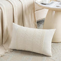 Fancy Homi Set of 1 Boho Cream Lumbar Decorative Throw Pillow Cover 12x20 Inch by Fancy+Homi