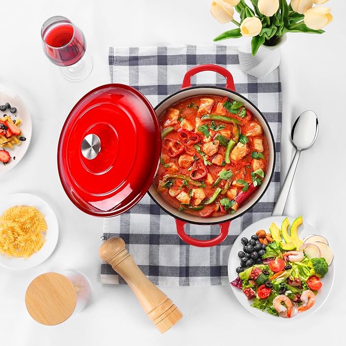 P&P CHEF 5QT Enameled Dutch Oven, Cast Iron Dutch Oven Pot - Image 6