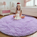 ONASAR Light Purple Round Area Rug 4ft, Soft Bedroom Circle Rugs Floor Mats by ONASAR