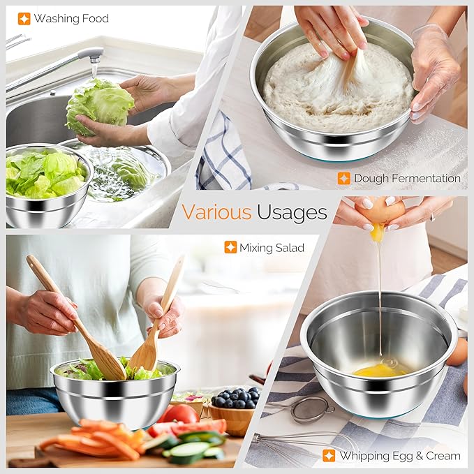 HaWare Mixing Bowls, 24-Piece Stainless Steel Salad Serving Bowl - Image 6