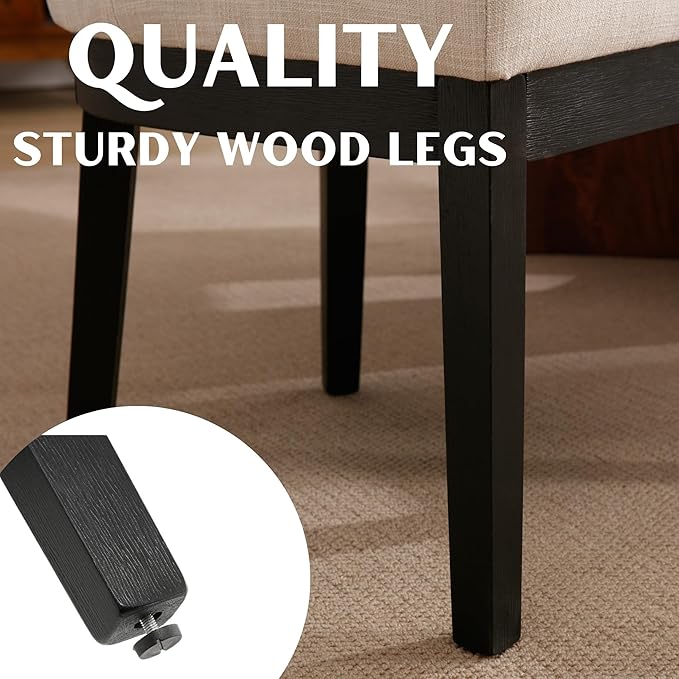 Modern Dining Chairs Set of 2 Comfortable Dining Room Chairs with Back, Linen...