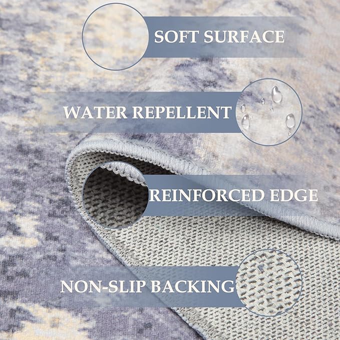 Washable Area Rugs 6'x9' Non-Slip Modern Abstract Soft - Image 2