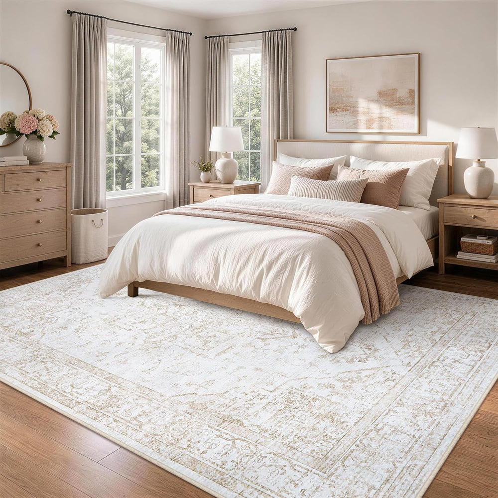 Area Rug 6x9 Living Room Rug Washable Beige Non-Slip Rugs