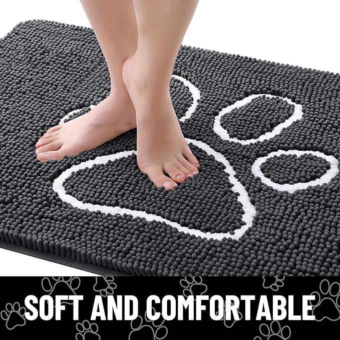 Smiry Dog Door Mat for Muddy Paws, Absorbent Dirt Trapper Non Slip Quick Dry - Image 4