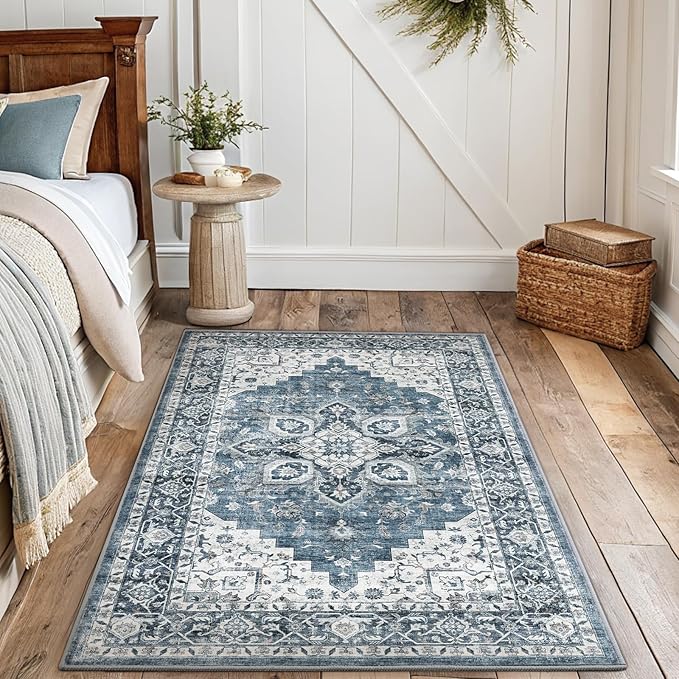 AMADA HOMEFURNISHING 4x6 Washable Area Rug, Low-Profile Entryway Rug - Image 7