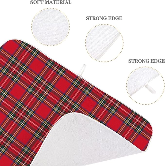 Christmas Dish Drying Mat 18 x 24 inch Red Buffalo Plaid Decorative Drying Mats - Image 3
