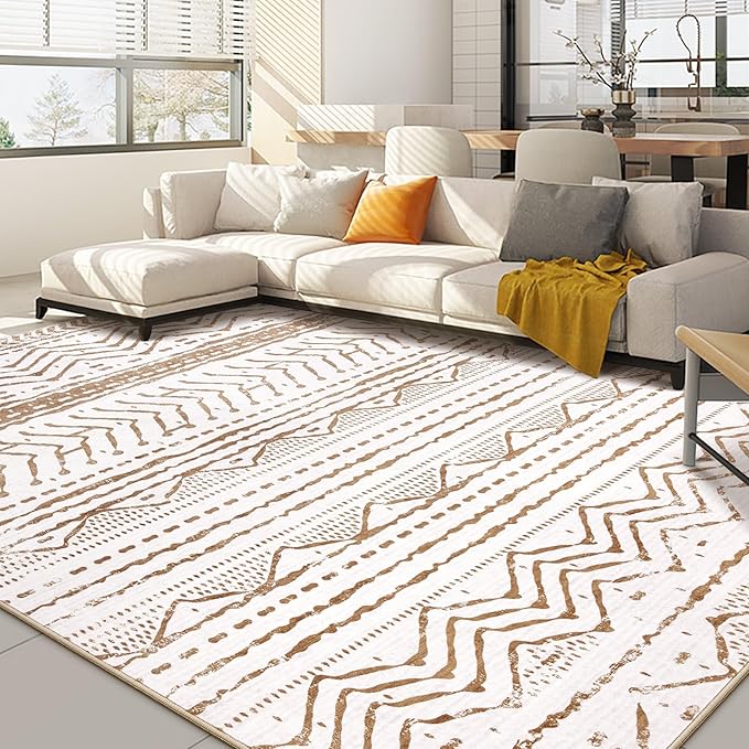 Nakagishi Area Rugs 8x10 Living Room: Washable Boho Large Neutral Soft by NakagishiAreaRug