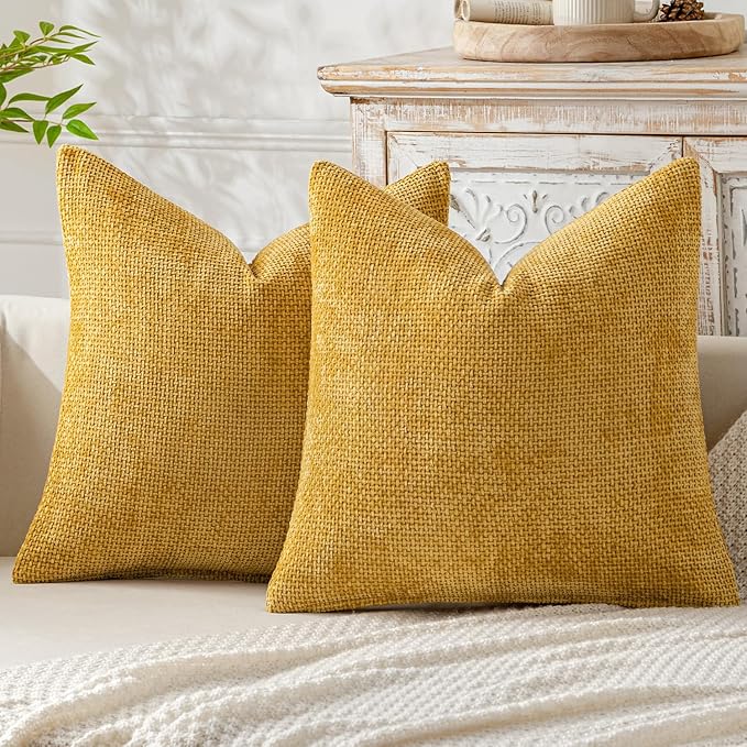 MIULEE Pack of 2 Couch Throw Pillow Covers 16x16 Inch Neutral Gold Modern Boho by MIULEE