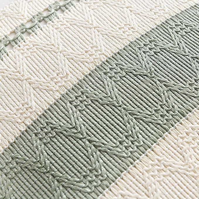 Fancy Homi Set of 1 Sage Green Boho Decorative Throw Pillow Covers 22x22 Inch - Image 4