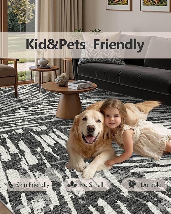 Latte&Fog 8x10 Area Rugs for Living Room, Large Modern Abstract Washable Rug - Image 7