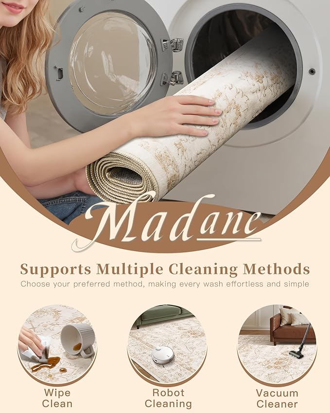 Madane 8x10 Area Rugs for Living Room, Machine Washable Vintage Rug - Image 7
