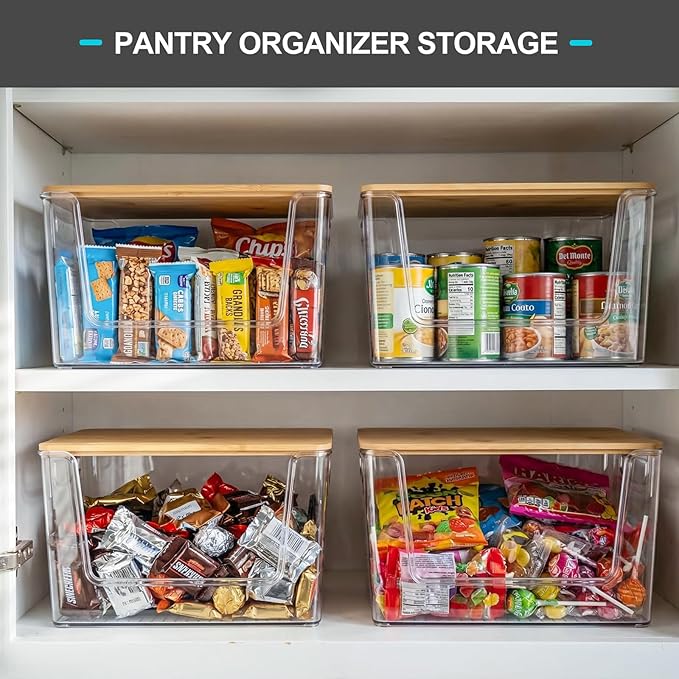 Pantry Organizers Storage, 2 Pack Large Clear Storage Bins - Image 3