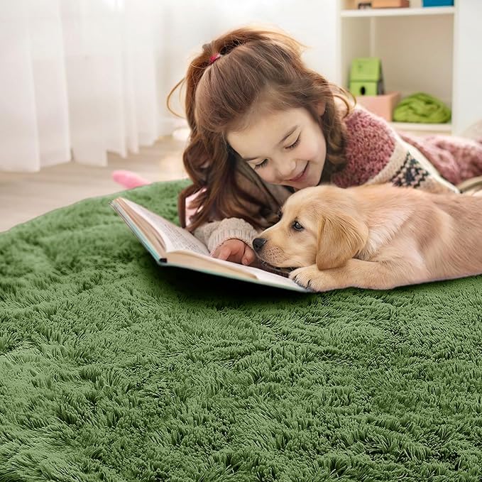 OLANLY Green Round Rugs for Bedroom - Image 7
