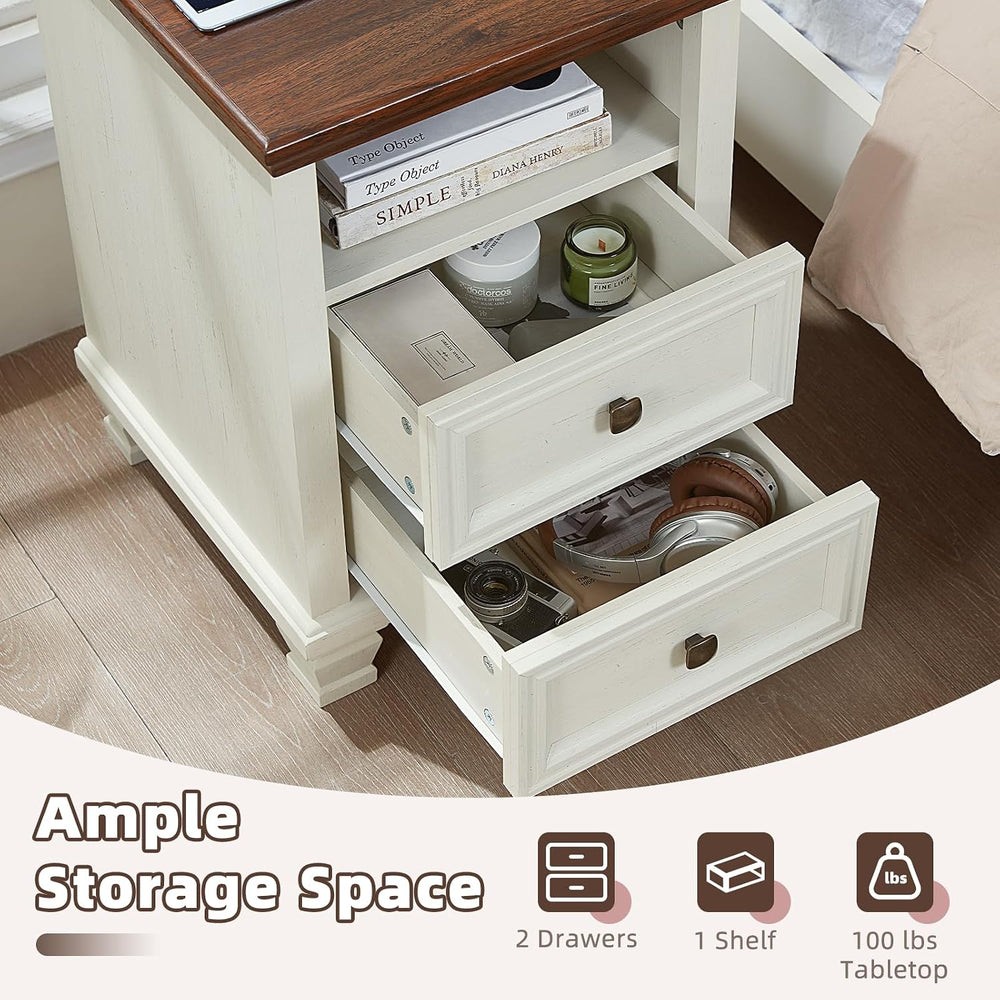SAVOR LIFE Farmhouse Dresser and Nightstand Sets 3 Piece, White
