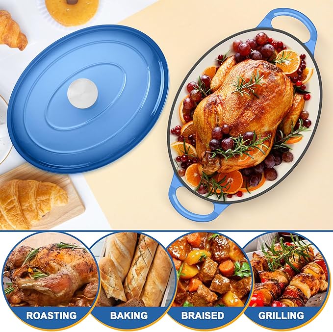 E-far 7QT Oval Dutch Oven Pot
