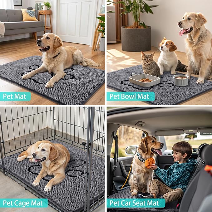 Smiry Dog Door Mat for Muddy Paws, Absorbent Dirt Trapper Non Slip Quick Dry - Image 8