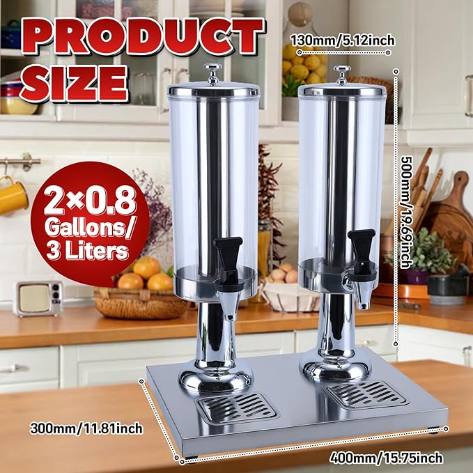 2-Gallon Drink Dispenser with Stainless Steel Drip Tray
