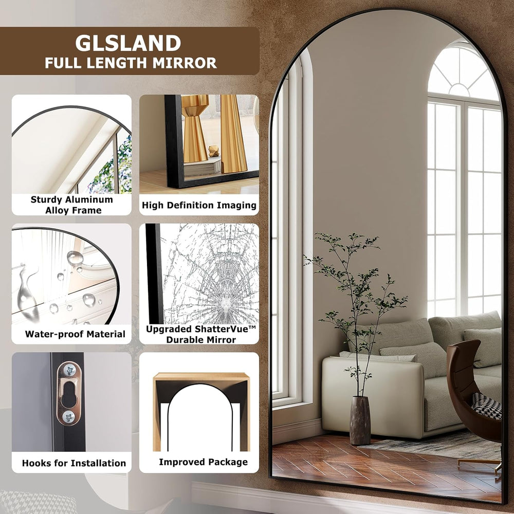 GLSLAND 76"x34" Arched Full Length Mirror Large Full Body Mirrors, ...