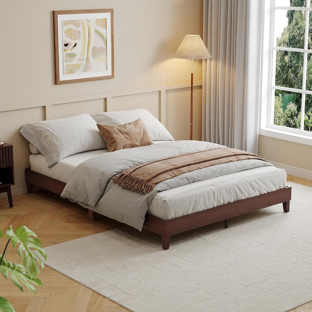 IDEALHOUSE Full Size Bed Frame,9 Inch Natural Sturdy Wood Platform Bed