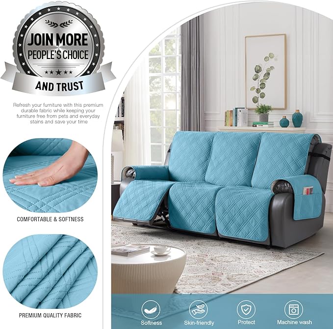TAOCOCO 100% Waterproof Recliner Sofa Covers 3 Seater Split Couch Covers