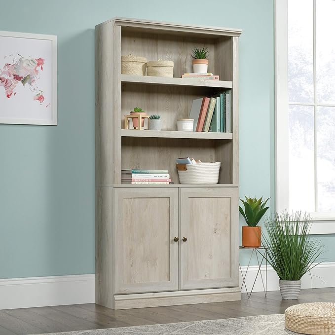 Sauder Miscellaneous Storage Bookcase with Doors, Adjustable Shelves, 5 Shelf...