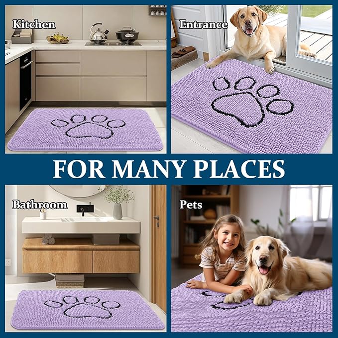 OLANLY Dog Door Mat for Muddy Paws 36x24, Paw Print Design, Absorbs Moisture - Image 8