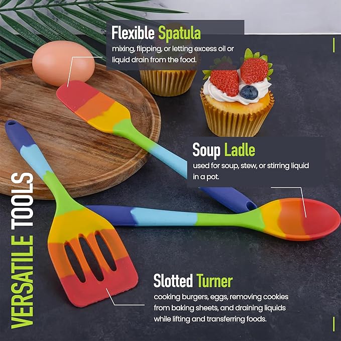 9-Piece Rainbow Silicone Spatula Set - Image 3