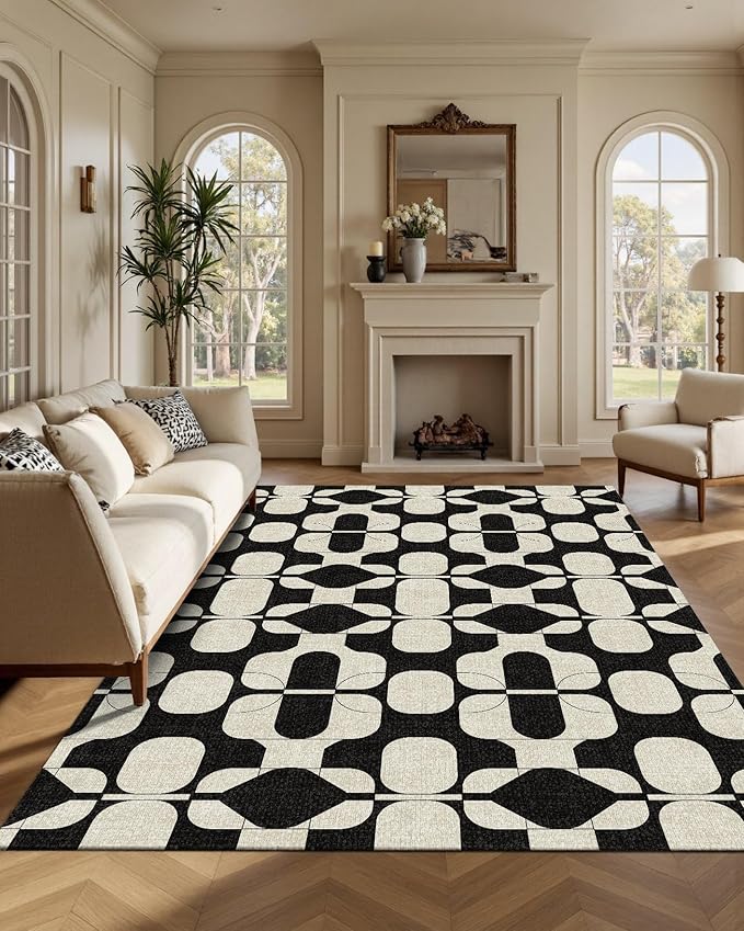 Latte&Fog 5x7 Area Rugs for Living Room Bedroom, Boho Non Slip Low Pile Carpet by LatteFog
