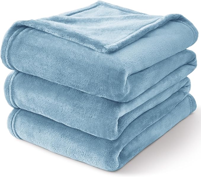 BEDELITE Fleece Blanket Twin Size Washed Blue Throw Blankets - Image 8