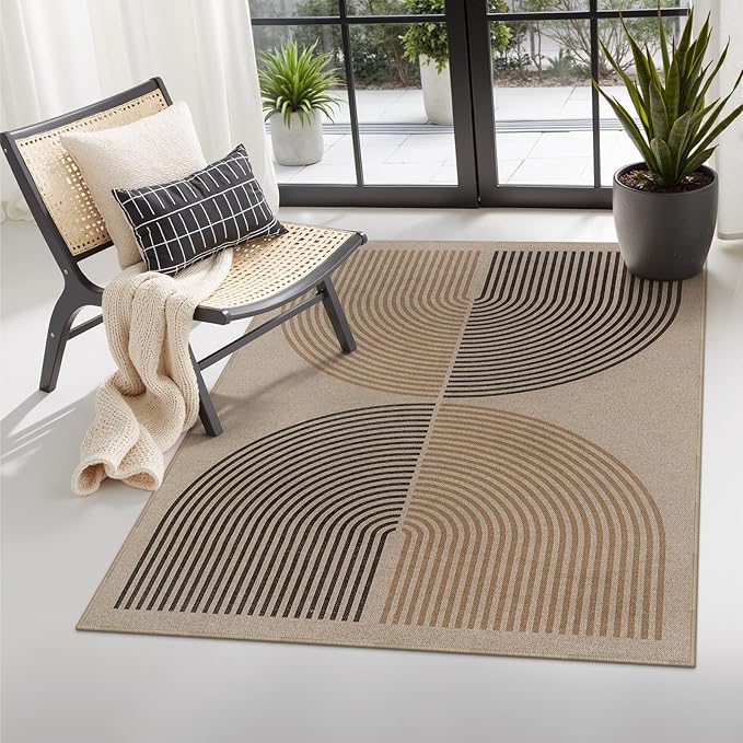 Lahome Modern Rainbow Easy Jute 3x5 Patio Rug, Washable Rugs by Lahome