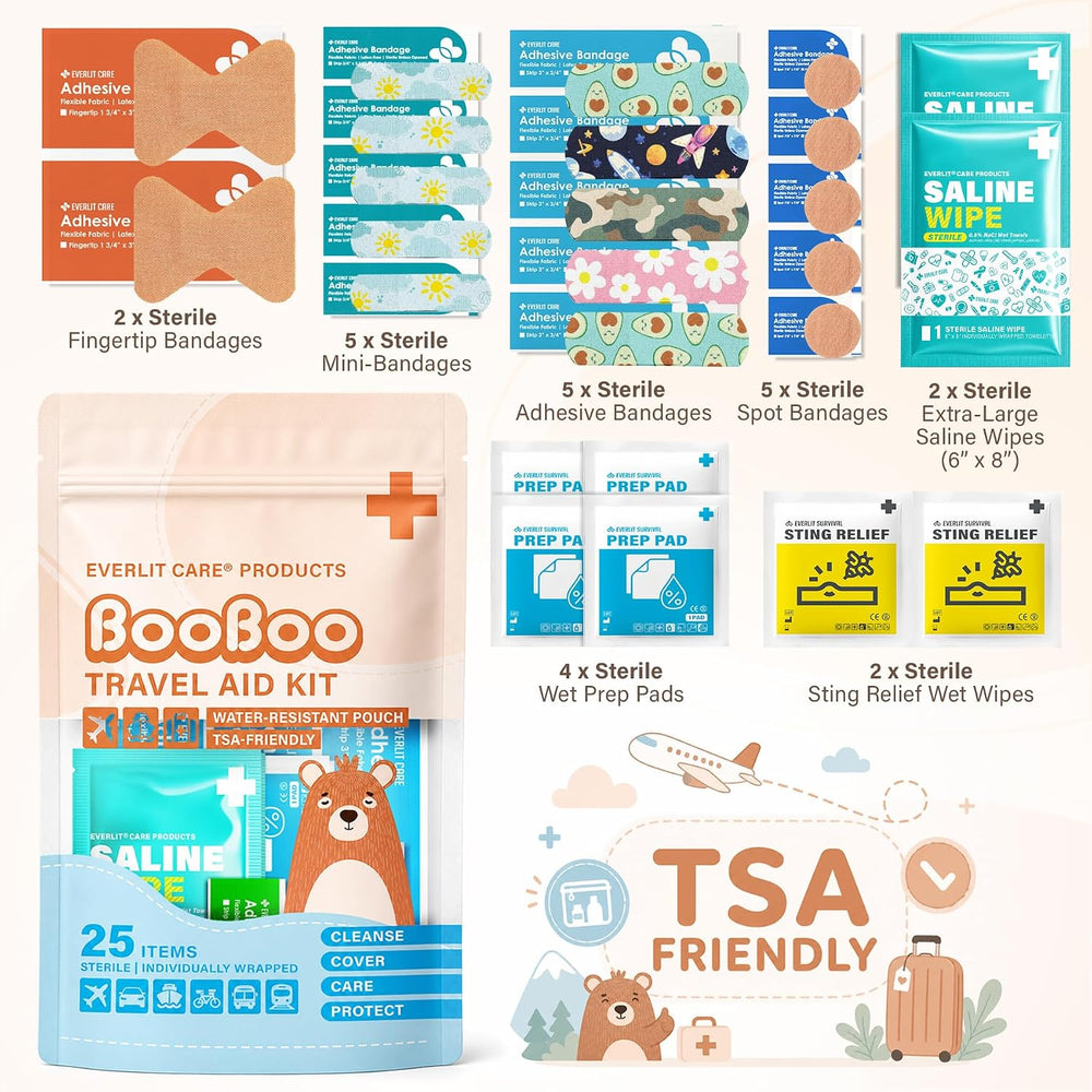 EVERLIT CARE Bulk Mini First Aid Kit 10 Pack | Individual Travel Pouches with...