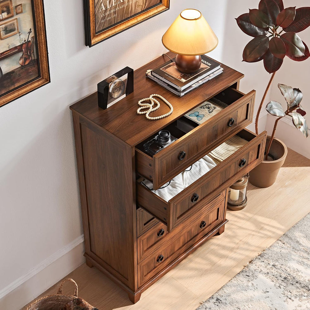 Joaxswe Farmhouse Dresser and Nightstand Sets 3 Piece, Brown