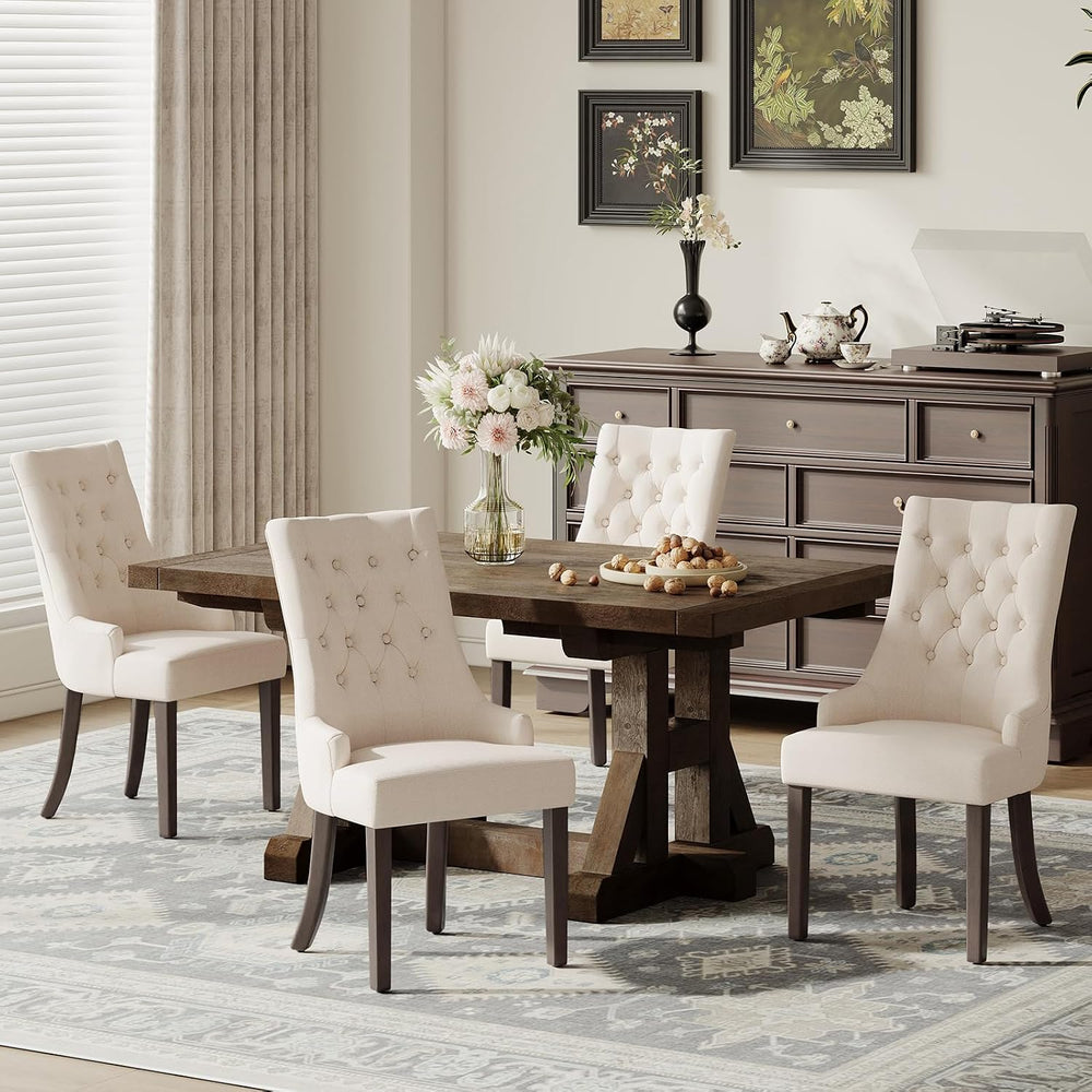 COLAMY Fabric Side Dining Chairs Set of 4, Wingback Upholstered Dining Room C...