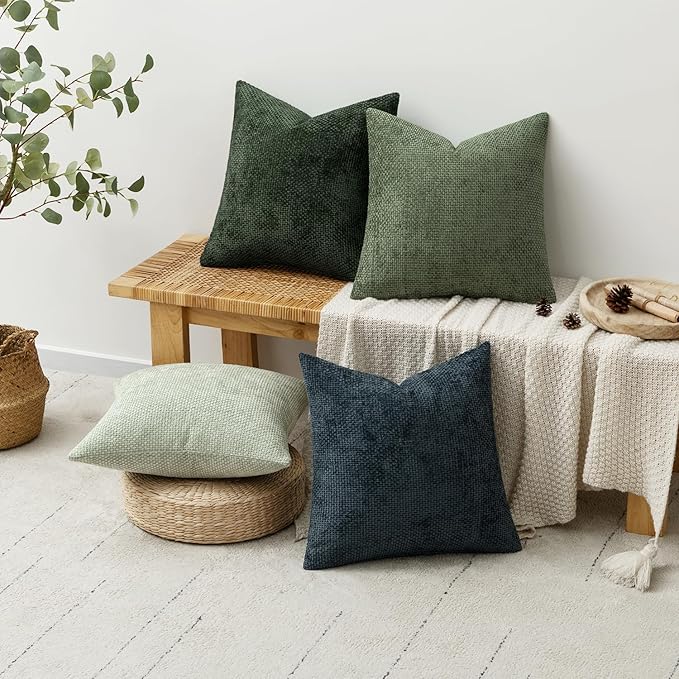 MIULEE Pack of 4 Couch Throw Pillow Covers 20x20 Inch Green Forest Soft - Image 4