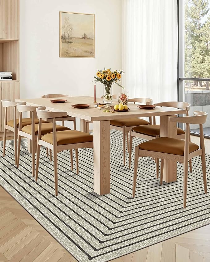 Latte&Fog 9x12 Area Rug for Living Room, Extra Large Beige Modern Abstract - Image 3