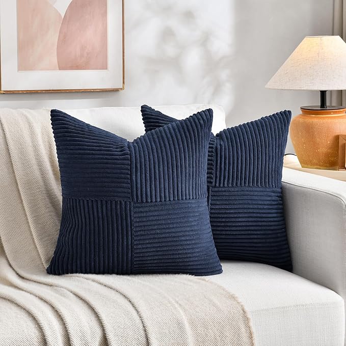 Fancy Homi 2 Packs Navy Blue Samll Decorative Throw Pillow Covers 14x14 Inch - Image 5