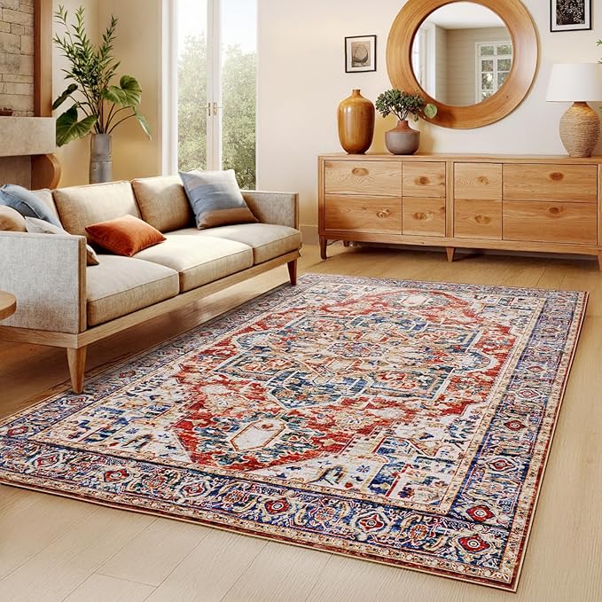 AMADA HOMEFURNISHING 5x7 Area Rugs, Washable Living Room Rug Low-Profile by AMADAHOMEFURNISHING