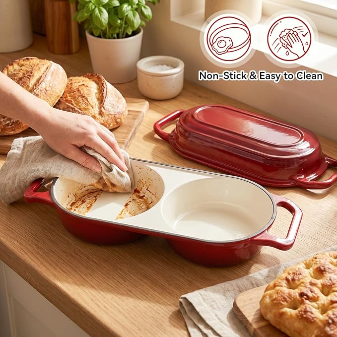 Double Dutch Oven Pot with Lid, Enameled Cast Iron Bread Loaf Pan, Dutch Oven - Image 7