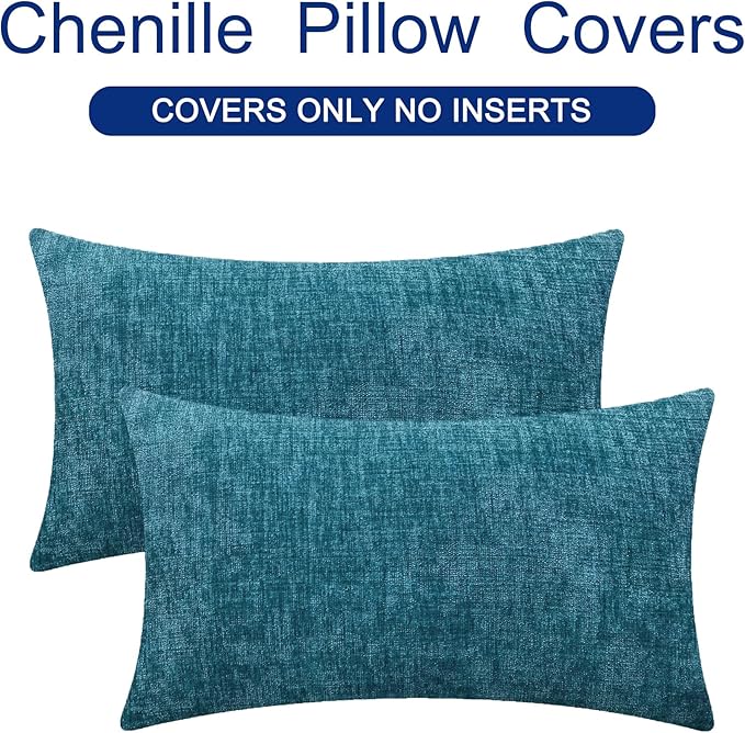 CaliTime Throw Pillow Covers Decorative 12 X 20 Inches Pack of 2 Cozy Chenille - Image 6