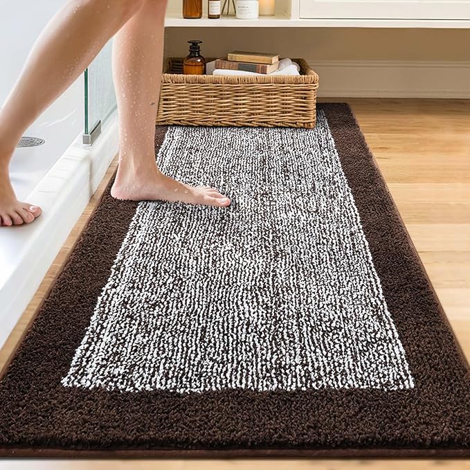 60x24 Long Bathroom Rugs Washable Non Slip, Soft Absorbent Quick Dry Mats - Image 2
