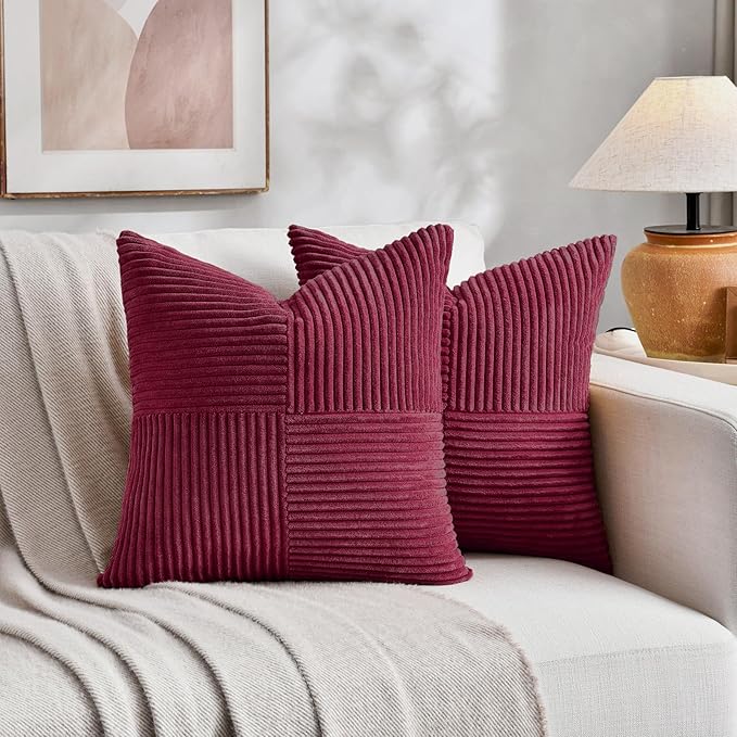 Fancy Homi 2 Packs Burgundy Samll Decorative Throw Pillow Covers 14x14 Inch - Image 5
